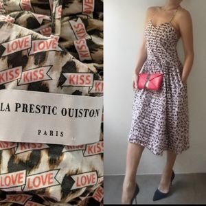 La Prestic Ouiston heart valentines MONOGRAM heart motif Goop print dress